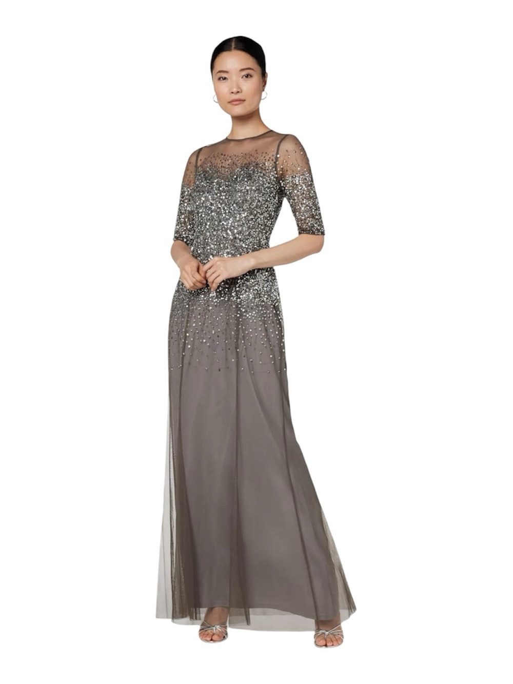 Adrianna Papell beaded long sequin dress size 2